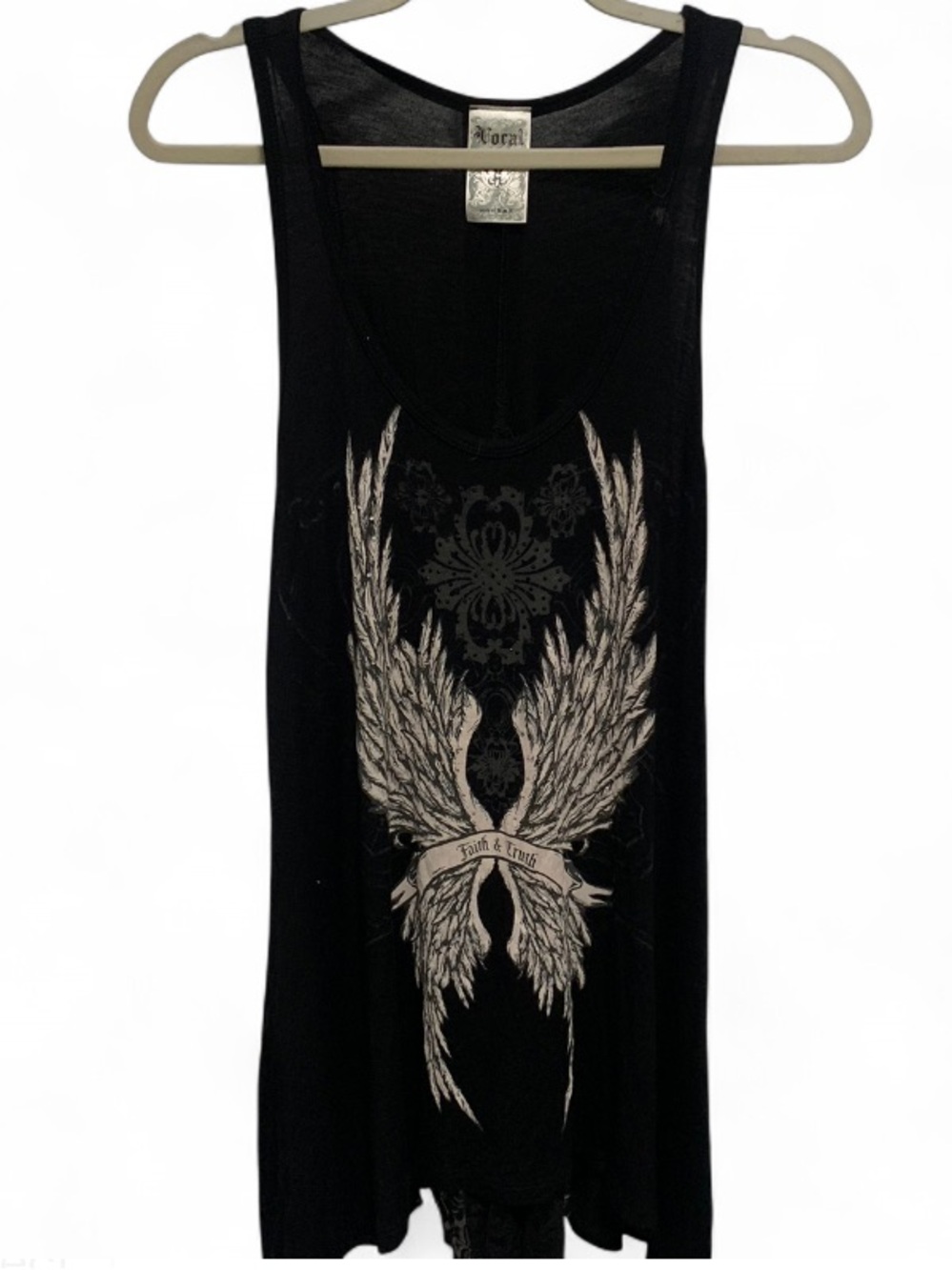 Vocal Angel Wings Graphic Sleeveless Tunic Top